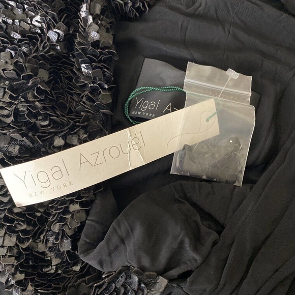 Yigal Azrouel Women’s NWT Black Ruched Leather Detail Dress Size 10. - Picture 6 of 13